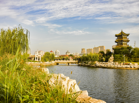 Dongchang Lake scenery at Liaocheng City, Shandong Province, China.のeditorial素材