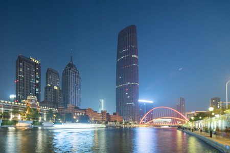 Haihe River scenery, Tianjin, Chinaのeditorial素材