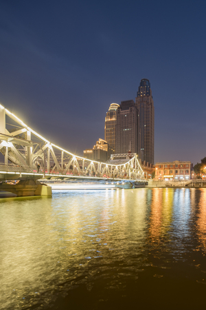 The scenery of Jiefang Bridge in Tianjin, Chinaのeditorial素材