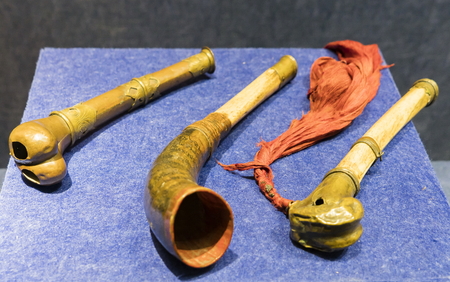 Tibetan Buddhist relics at Yangzhou Qinghai Museum on Jiangsu Province, Yangzhou City, China.のeditorial素材