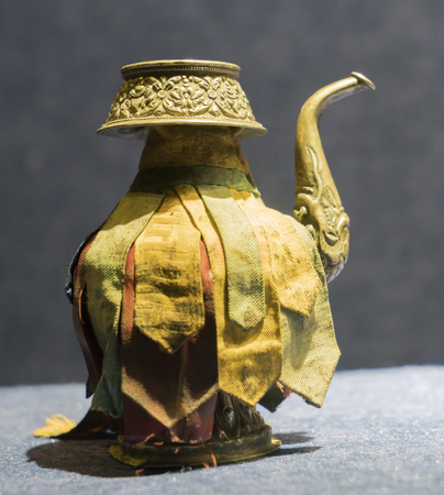 The net water pot at Yangzhou Museum Qinghai Tibetan Buddhist relics on Jiangsu, Yangzhou, China.のeditorial素材