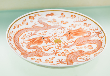 antique porcelain plate in Shijiazhuang, Hebei Museumのeditorial素材