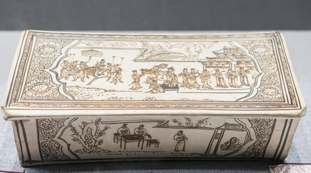 porcelain pillow at Hebei Province Museum, Hebei Province, Shijiazhuang City, China.のeditorial素材