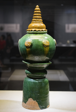 Northern Song Dynasty yellow-green glazed pottery at hebei museumのeditorial素材