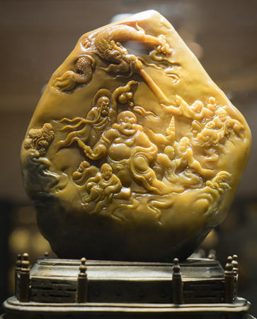 Shoushan Stone is one of the Chinese treasures, one of the traditional Chinese four seal stones at hebei museumのeditorial素材