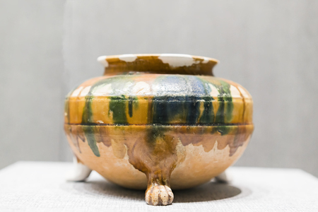 three-color three-legged furnace at Hebei Provincial Museum, Shijiazhuang city Hebei Province, China.のeditorial素材
