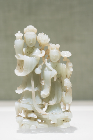 the white and white jade women's objects from Qing Dynasty at Qingdao, museums, Shandong Province, China.のeditorial素材