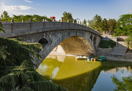 China, Hebei Province, Shijiazhuang Zhao County, Zhaozhou Bridge sceneryのeditorial素材