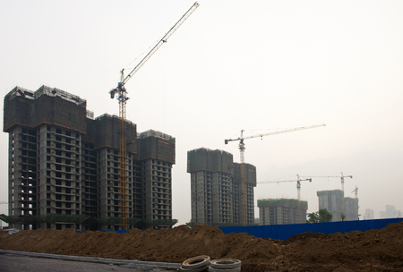China, Hebei Province, Shijiazhuang City, Chang'an District, Tan Gu Village, demolition siteのeditorial素材