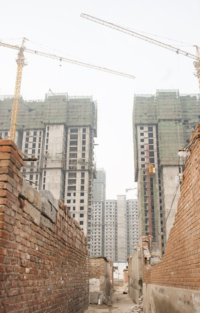 China, Hebei Province, Shijiazhuang City, Chang'an District, Tan Gu Village, demolition siteのeditorial素材