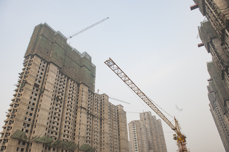 China, Hebei Province, Shijiazhuang City, Chang'an District, Tan Gu Village, demolition siteのeditorial素材