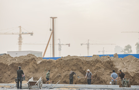 China, Hebei Province, Shijiazhuang City, Chang'an District, Tan Gu Village, demolition siteのeditorial素材