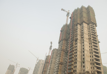 China, Hebei Province, Shijiazhuang City, Chang'an District, Tan Gu Village, demolition siteのeditorial素材