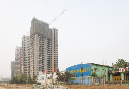 China, Hebei Province, Shijiazhuang City, Chang'an District, Tan Gu Village, demolition siteのeditorial素材