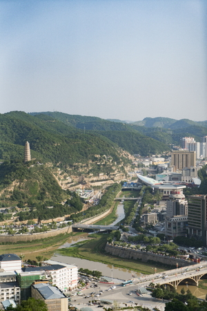 City scenery, Yan'an City, Shaanxi Province, Chinaのeditorial素材