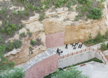 Taihe Mountain Sculpture, Yan'an City, Shaanxi Province, China.のeditorial素材