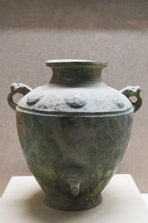 A large-scale wine ware and ritual instrument in ancient China at Chinese Character Museum, Henan Province, China.のeditorial素材