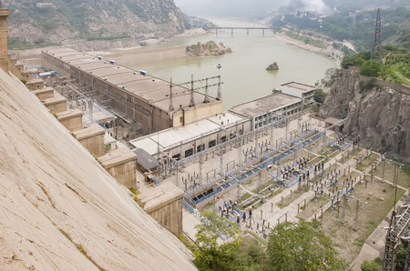 Sanmenxia Reservoir at Sanmenxia City, Henan Province, China.の写真素材