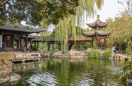Garden at Yangzhou City, Jiangsu Province, China.のeditorial素材