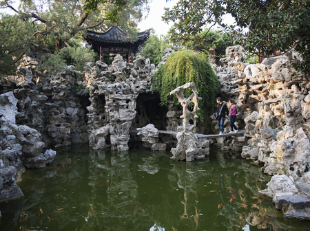 Garden at Yangzhou City, Jiangsu Province, China.のeditorial素材