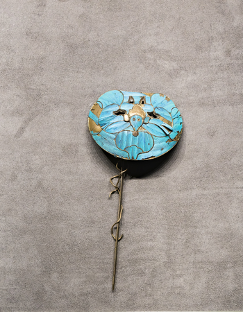 Qing Dynasty green bat pattern hairpin at datong museum.のeditorial素材