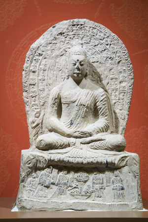 buddha statue in Weizhou Museumのeditorial素材