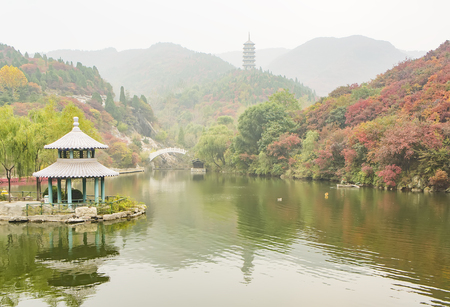 China, Shandong Province, Jinan City, Licheng District, Jinxiuchuan Township, Jinan Hongye Valley Ecological Culture Tourist Areaのeditorial素材