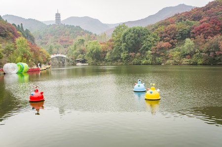 China, Shandong Province, Jinan City, Licheng District, Jinxiuchuan Township, Jinan Hongye Valley Ecological Culture Tourist Areaのeditorial素材