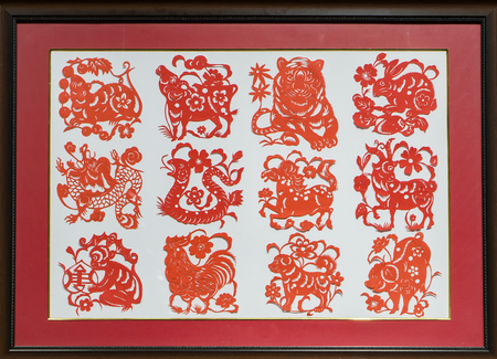 collection of cultural relics, Yuxian paper-cut in Weizhou Museumのeditorial素材