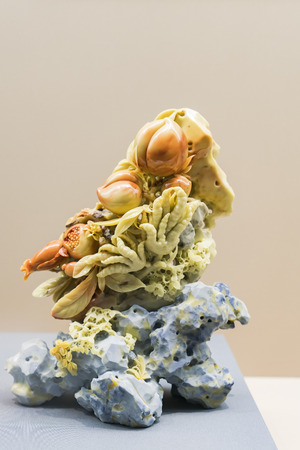 Qingtian Stone Carving in Museum Collection Exhibition at Shaanxi History Museum from Xi'an City, Shaanxi Province, China.のeditorial素材