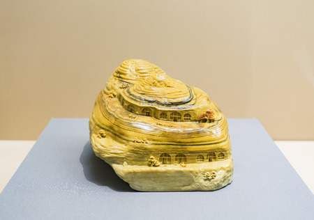 Qingtian Stone Carving in Museum Collection Exhibition at Shaanxi History Museum from Xi'an City, Shaanxi Province, China.のeditorial素材