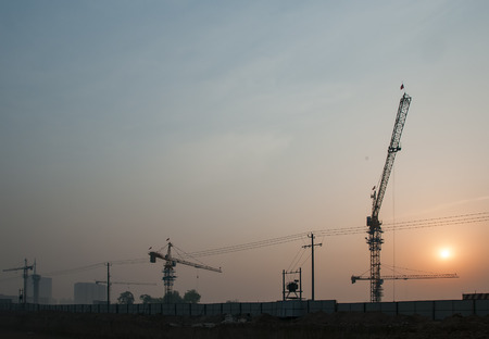 Construction site at Shijiazhuang City, Hebei Province, China.の写真素材