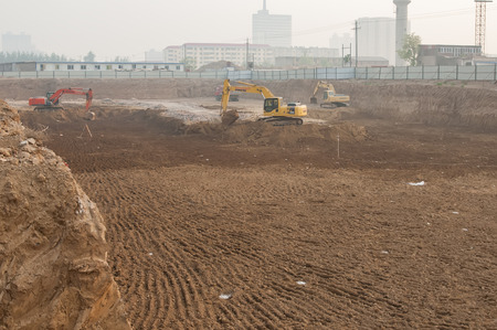 Construction site at Shijiazhuang City, Hebei Province, China.のeditorial素材