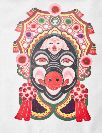 Collection of cultural relics Yuxian paper-cut traditional works in Weizhou Museum from Yu County, Zhangjiakou City, Hebei Province, China.のeditorial素材