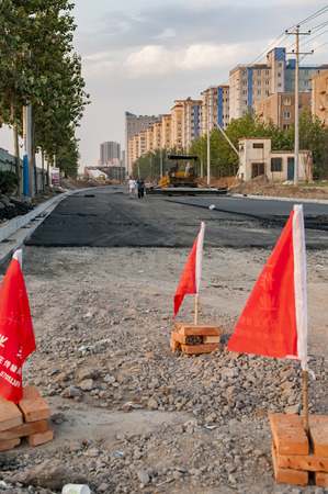 Construction site at Chun'an Road, Shijiazhuang City, Hebei Province, China.のeditorial素材