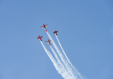2018 China International General Aviation Expo for multi-machine aerial performance at Shijiazhuang City, Hebei Province, China.のeditorial素材