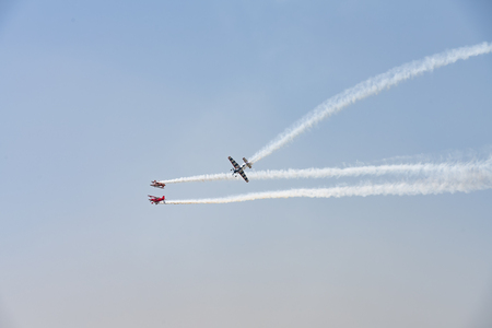 2018 China International General Aviation Expo for multi-machine aerial performance at Shijiazhuang City, Hebei Province, China.のeditorial素材