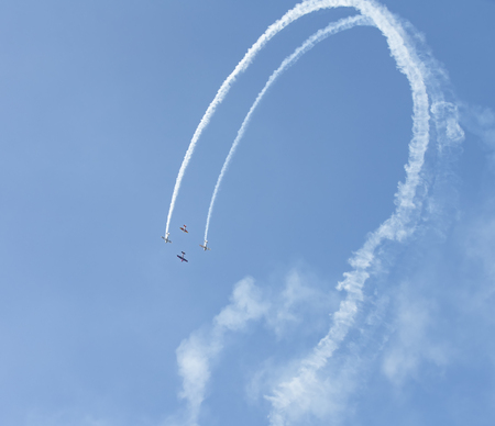 2018 China International General Aviation Expo for multi-machine aerial performance at Shijiazhuang City, Hebei Province, China.のeditorial素材