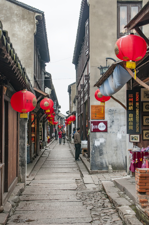 Qiandeng Ancient Town Scenic Area at Kunshan City, Jiangsu Province, China.のeditorial素材