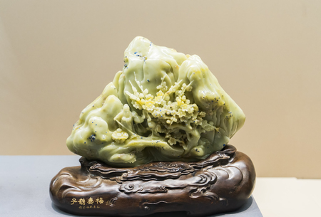 Qingtian stone carving in Shaanxi history museum at Xi'an city, Shaanxi Province, China.のeditorial素材