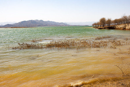 China, Hebei Province, Shijiazhuang City, Gangnan Reservoir sceneryの写真素材