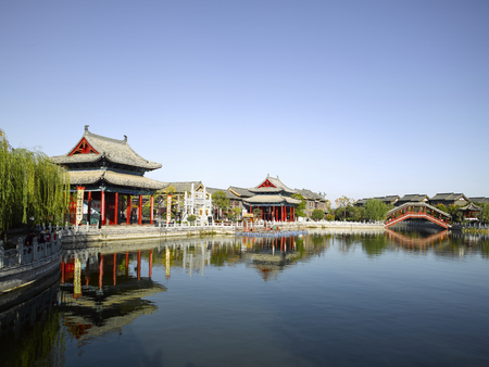 China, Henan Province, Kaifeng City, Da Song Yuhe Scenic Area, Jianye Qishengjiao Commercial Streetのeditorial素材