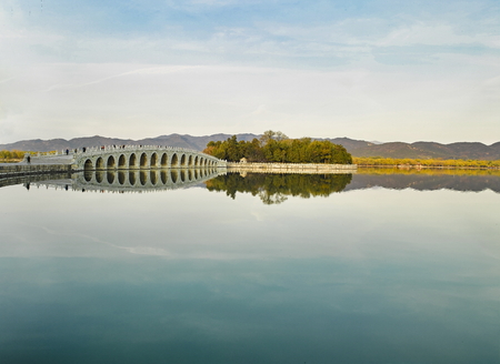 China, Beijing, the Summer Palace 17-hole bridgeのeditorial素材