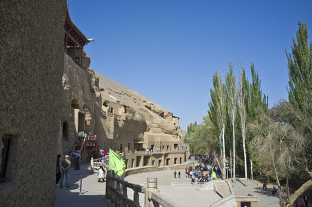 China, Gansu Province, Jiuquan City, Dunhuang City, World Cultural Heritage Mogao Grottoesのeditorial素材