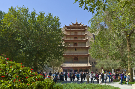 China, Gansu Province, Jiuquan City, Dunhuang City, World Cultural Heritage Mogao Grottoesのeditorial素材