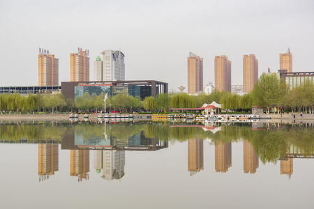 China, Hebei Province, Shijiazhuang City, urban architecture sceneryのeditorial素材