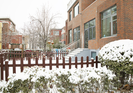 China, Shijiazhuang City, Hebei Province, snow scene at Residential areaのeditorial素材