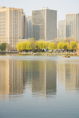 China, Hebei Province, Shijiazhuang City, urban landscape architectureのeditorial素材