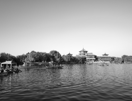 China, Henan Province, Kaifeng City, ancient town with river sceneryのeditorial素材