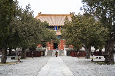 China, Beijing, Confucian Temple, Dacheng Hall of Confucius Templeのeditorial素材